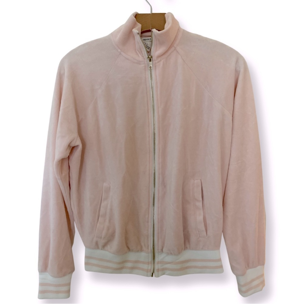 Forever 21 pink velour zip jacket